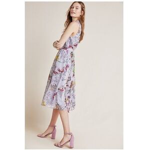 Antropologie Hermia Floral Print Sleeveless
Blouson Midi Dress Purple 2